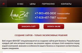 Создание мобильного сайта веб-студии «АВАНЗЕТ»