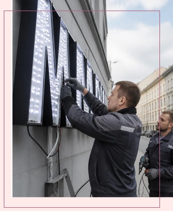 Изготовление и монтаж светодиодных LED вывесок в Москве
