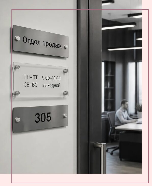 Офисные таблички на дверь в Москве по цене от 5269 р. | РекламаторМск