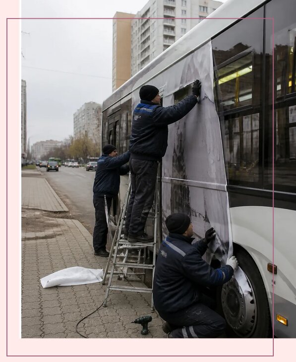 Изготовление и монтаж рекламы на автобусах в Москве