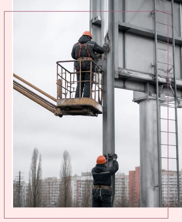 Профессиональный монтаж рекламных щитов и конструкций в Москве